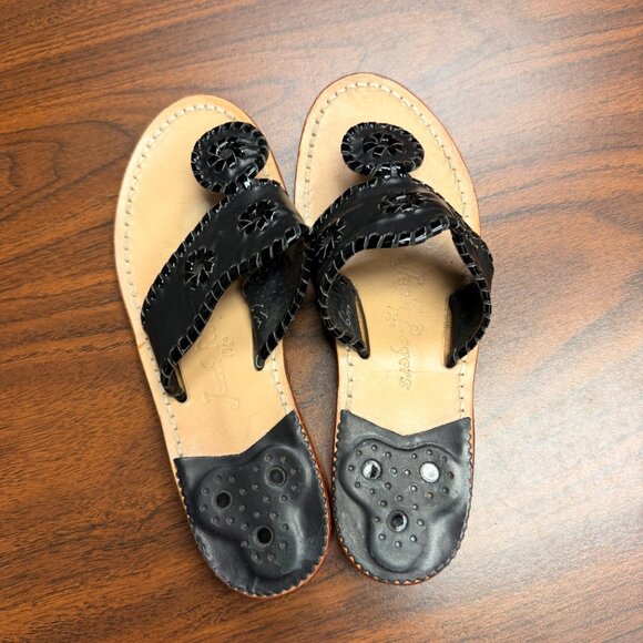 Jack Rogers 1960 Black Sandals with Textured Design 6M - Picture 2 of 6